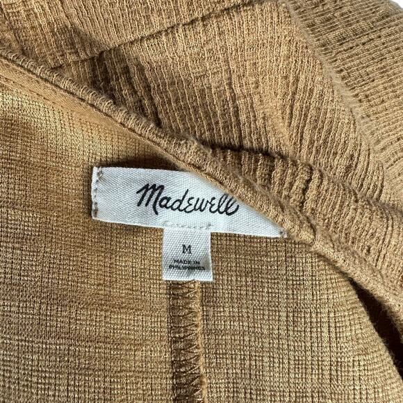 MADEWELL Cross Front Flutter Sleeve Surplice Mini Dress Toffee Brown Women's M - Picture 5 of 7